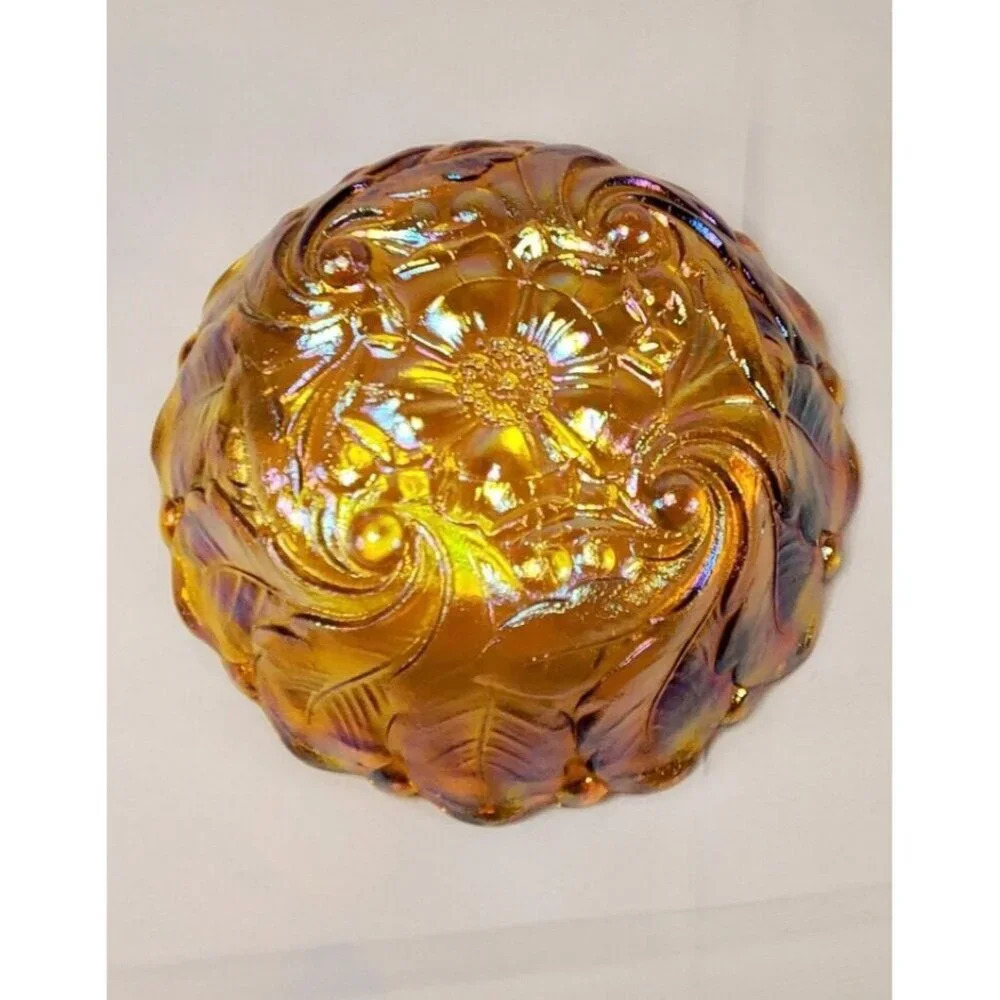 Vtg Indiana Glass Iridescent Gold Carnival Glass #1211 3pc Console Set Footed - Picture 12 of 13